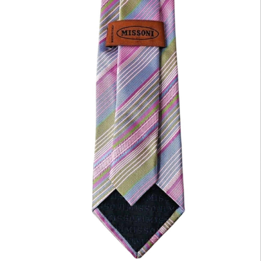 Missoni Republic Pink Pastel Stripes Silk Tie Quiet Luxury Made in Italy Spring